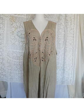 Vintage Spencer Alexis Tunic Vest Duster Ecru Boho Lagenlook Fairy